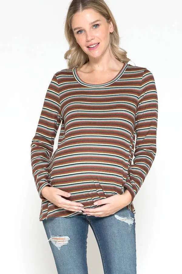 Striped Maternity Long Sleeve Shirt