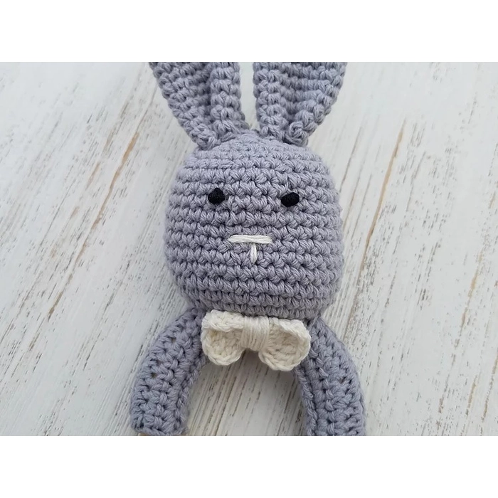 Crochet Bunny Rattle Gray